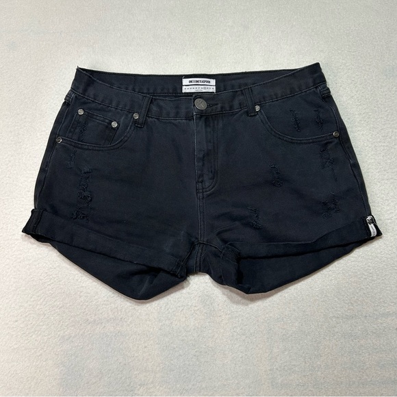ONE BY ONE TEASPOON Womens Charger Denim Shorts Black Size 29 - Picture 2 of 11